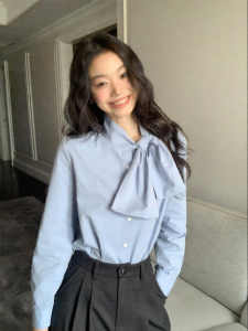 ALOHA LU | Áo Blouse Cổ Nơ 3D Phong Cách Pháp