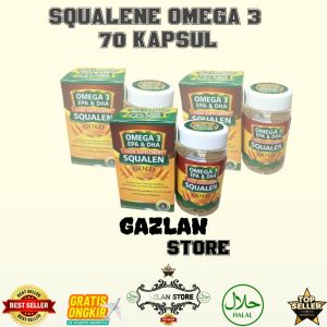 Omega 3 Squalen Gold Minyak Ikan Plus Fish Oil - 70 Kapsul - omega 3 1000 mg ikan salmon - nutrisi kecerdasan otak - obat kolestrol - HALBA STORE - obat daya tahan tubuh dewasa - vitamin untuk kesehatan jantung - Obat vitamin jantung