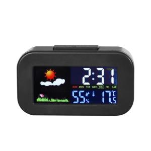 Color Backlit Display Temperature & Humidity Monitor Weather Station Clock for Dorm Desk Teens & Kids Bedroom