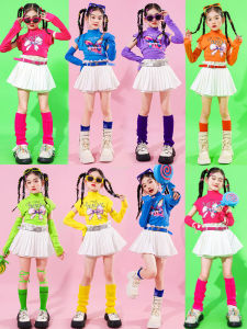 Girls Dance Team Jazz Dance Outfit Children Street Performance Set Polyester Fiber Trendy Style Kids Fashion Show Costume