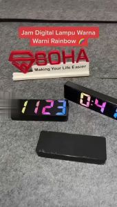 JD-09 Jam Digital LED Warna Rainbow / Jam Alarm Design Simple & Elegan Ukuran Pas Dengan Layar LED Besar Fitur Snooze Ada Suhu & Kalender