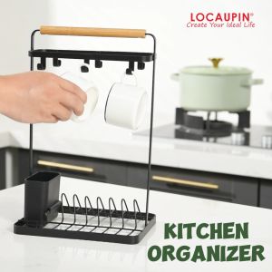 Multifunctional Metal Dishrack Kitchen Countertop Tableware Storage Rust Proof Mug Holder Stylish Dish Organizer