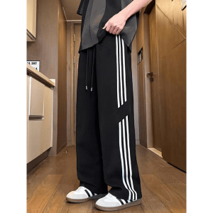 Loose Straight Leg Mens Sport Pants American High Street Style Spring Autumn Campus Students Casual Trousers Polyester Fiber