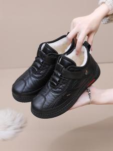 Womens Thickened Fleece Lined Cotton Shoes Soft Bottom Winter Boots Warm Waterproof Beijing Style Casual Short Snow Boots