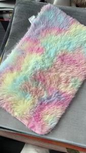VIKAMA Tie-Dye Fuzzy Carpet Ultra-Soft Bedroom Non-Slip Interior Carpet Childrens Room Home Decor Nursery Rectangular Floor Mat