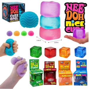 Schylling Needoh Nice Cube Desk Sensory Cube Fidget Tool Textured Stress Relief Fidget Ball For Anxiety Focus Adults Kids