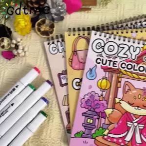 24 Pages Spiral Bound Garden Flower Coloring Book Elegant Floral Patterns Stress Relief Leisure Drawing Gift