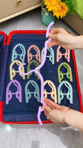 HOVELSHOP Hanger Lipat 2 In 1 Gantungan Baju Portable Dengan Jepit Anti Slip Folding Hanger