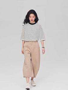 Giordano | Cotton Mid Waist Slash Cut Culottes Capris Pants