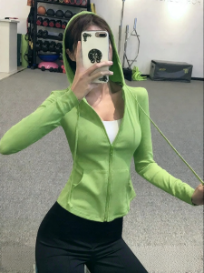 Hooded Zip-Up Slim Fit Womens Exercise Jacket