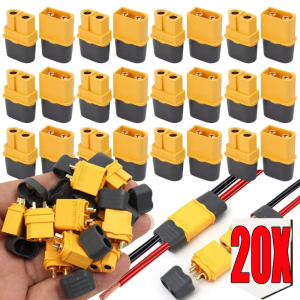 20Pcs XT60 Male Female Bullet Connectors with Protective Sheath / XT60H Power Plug Adapter Terminals / RC Helicopter Plane Car LiPo Battery Wiring Connector