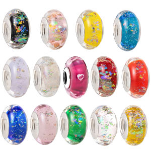 New Original 925 Sterling Silver Murano Glass Charm Colorful Rainbow Snowflakes Stars Charm for Bracelet DIY Women Jewelry