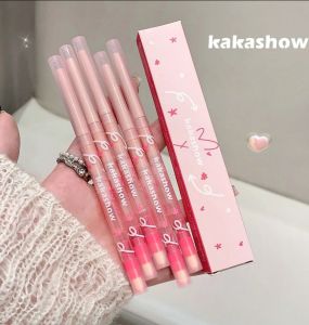 【Grilrigrin】 2 chiếc bút kẻ viền môi màu nâu nâu nude bút chì kèm với cọ lót môi 3D không thấm nước trang điểm son dạng bút đào màu sữa trang điểm