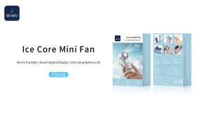 WIWU Portable Handheld Turbo Fan with Ice Cooling Rechargeable Personal Fan 5 Speed Portable Fan for Travel/Outdoor/Camping/Hiking