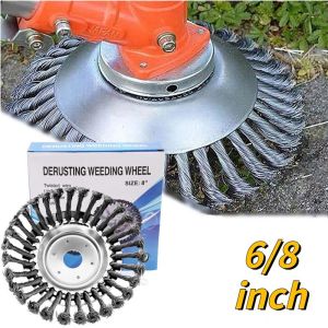 6/8 inch Steel Wire Rotary Brush Cutter Trimmer Head Weeds Blade Cutter Compatible with String Trimmers Moss Grass Rust Removal