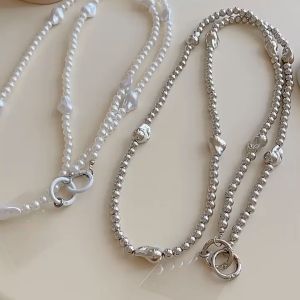 CL [New] Tali Lanyard Selempang Hp Manik Manik Silver Chrome Hearts Beads Love PhoneSling Lanyard Simple SM312