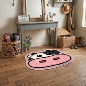 VIKAMA Cartoon Animal Irregular-Shaped Carpet Non-Slip Absorbent Bathroom Mat Living Room Bedroom Entryway Door Mat Home Decor
