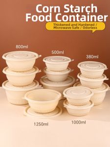 TAFUMAN | Disposable Thickened Food Grade Cornstarch Takeout Containers