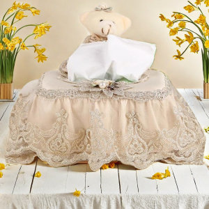 Cute Bear Cloth Art Lace Tissue Box Napkin Holder Storage Organizer for Kitchen Bedroom Living Room Car Home Decor