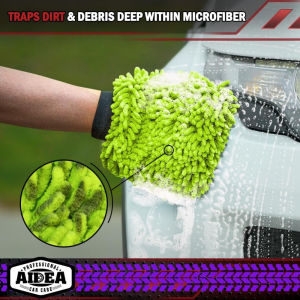Car Cleaning Microfiber 2-piece Set - Scratch Free and Lint Free High-quality Lint Microfiber Car Wash Gloves - Green