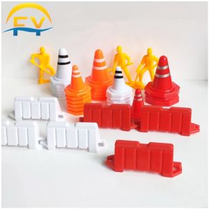 FY Miniature Road Barrier Red White Traffic Cone Penghadang Hotwheels Racing Design Barrier Scale Model Diorama Highway