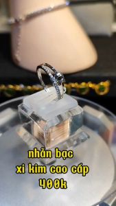 Nhẫn kiểu đính đá Bạc Ý xi kim