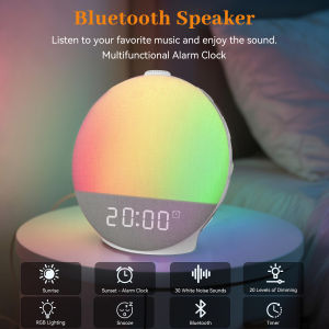 Sunrise Alarm ClockWhite Noise Sound Machine with 30 Soothing SoundsNatural Wake Up Light for Bedrooms Heavy Sleepers Gift