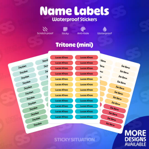 Tritone Mini Children’s Name Labels – Personalized Waterproof Stickers for School Items