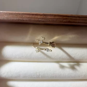 TBK Special Offer 18K Gold Cubic Zirconia Butterfly Accessories Ring For Women 26R
