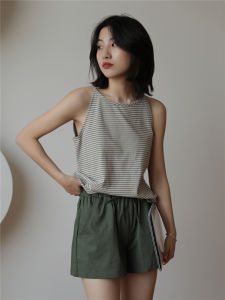 เสื้อกั๊กสายเดี่ยวลายทางสไตล์ญี่ปุ่นย้อนยุคสำหรับผู้หญิง ฤดูร้อน 2025 เสื้อเชิ้ตสไตล์ใหม่สดชื่น เสื้อชั้นใน เสื้อกั๊กสายเดี่ยวสำหรับสวมใส่กลางแจ้ง