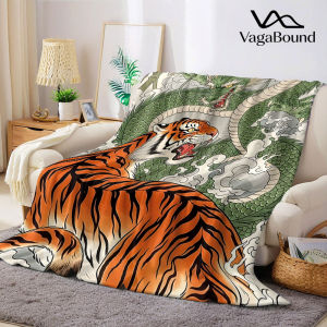 Rồng & Hổ Nghệ Thuật Phương Đông Chăn Flannel Ấm Áp Mềm Mại Mọi Mùa Lông Cừu San Hô Ghế Trang Trí Cho Halloween Giáng Sinh