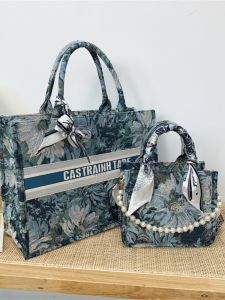 Pearl Canvas Tote Bag Womens Summer Fashion Handbag Shoulder Crossbody Large Capacity Soft Handle Korean Style Leisure Bag