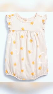 Baby Sun Cotton Short-Sleeve Romper - Cream 0-3 months