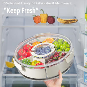 Divided Rotating Serving Tray with Lid and Handle Portable Snackle Box for Fruits Snacks Veggie Charcuterie Clear Snack Spinne