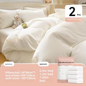 MONLEYTA | Hotel Disposable Bedding Set Travel Dual Person Dirty Proof Quilt Cover Sheet Pillowcase Four-Piece Set Sleep Bag