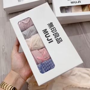 Hộp 5 quần lót nữ kẻ caro muối tiêu muji kháng khuẩn - QLN03