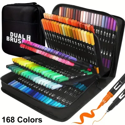 72/120/168 Colors Brush Tip Markers Art markers Dual Tip Brush Pens Coloring Markers for Coloring Book Brush Pens for letterin
