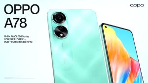 สมาร์ทโฟน Oppo A78 5G ระบบปฏิบัติการ Android 12 แรม 8GB พื้นที่เก็บข้อมูล 256GB หน้าจอ 6.56 นิ้ว แบตเตอรี่ 5000mAh ชาร์จเร็ว