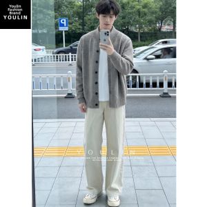 YOULIN | Khaki Color Men Summer Slim Fit Loose American Washed Cotton Trousers Workwear