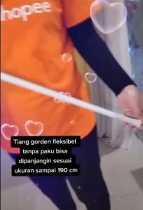 Tiang Tirai Flexibel Tongkat Gantungan Gordern Tirai Kamar Mandi Lemari Tanpa Paku Portable