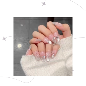 Mirror Moon Butterfly】Cat Eye Press-On Nails | Handmade | Short Coffin Shape | Size S Only