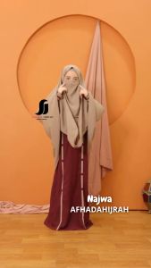 Afhadahijrah - Gamis anak perempuan set hijab cadar NAJWA mocca maroon hitam baju dan jilbab instan syari free niqab
