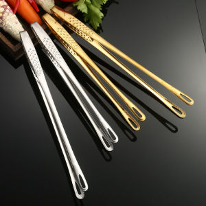 Stainless Steel Barbecue Clamp High Temperature Resistant Long Handle Korean Style Barbecue Clip Kitchen Fried Steak Shovel Clip Baking Shovel Long Bread Clip