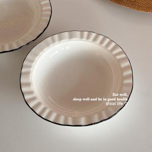 Elegant Simple White Ceramic Plate Pasta Salad Dessert Fruit Dish Home Beautiful Nordic Style Underglaze Color round Plate