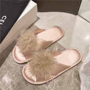 รองเท้าแตะผ้าไหมสีทองสำหรับเจ้าสาวและผู้ช่วยเจ้าสาว รองเท้าแตะแบบสวมสบายสำหรับงานแต่งงานในช่วงเช้า รองเท้าแตะแบบสวมส้นแบนสไตล์หวาน