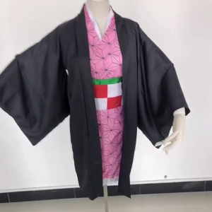 Nezuko Kamado Cosplay Costume Demon Slayer Kimetsu No Yaiba Kimono Outfit Set With Wig Option For Women Halloween Anime Cosplay