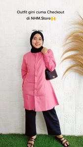 Nhm Baju Atasan Tunik Muslim Polos Wanita Kemeja Tunik Wanita