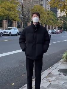 【COD】ZITY  เสื้อโค้ทผ้าฝ้ายหนาสำหรับผู้ชาย เสื้อโค้ทผ้าฝ้ายสีทึบขนาดใหญ่หลวม ๆ สบาย ๆ ยืนคออบอุ่นชายเสื้อเรียบ