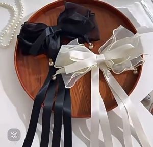 Klip Rambut 🐻超仙蝴蝶结飘带发夹弹簧夹发饰甜美可爱后脑勺夹子头饰发卡弹簧夹 Fairy bow ribbon hairpin spring clip hair accessories sweet and cute back of the head clip head ornament hairpin spring clip