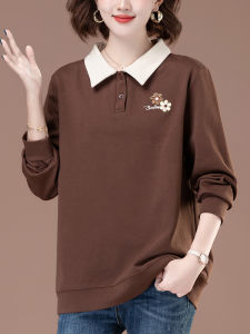 Áo Nỉ Không Mũ Dáng Rộng Cổ Polo Thời Trang Xuân Thu Cho Phụ Nữ Trung Niên Và Cao Tuổi Mặc Thoải Mái Thường Ngày